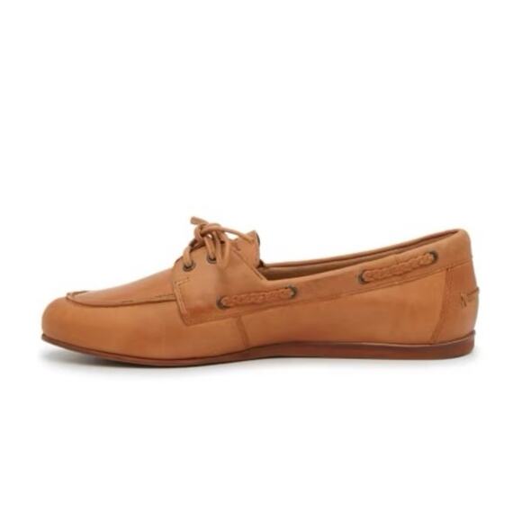 NWT Lucky Brand Tirani Boat Shoe Tan Brown Leather Flat 9 - Picture 2 of 5